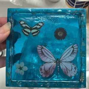 Square turquoise Resin trinket tray
